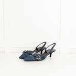 Givenchy Blue Denim Voyou Kitten Heel Slingback