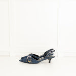 Givenchy Blue Denim Voyou Kitten Heel Slingback