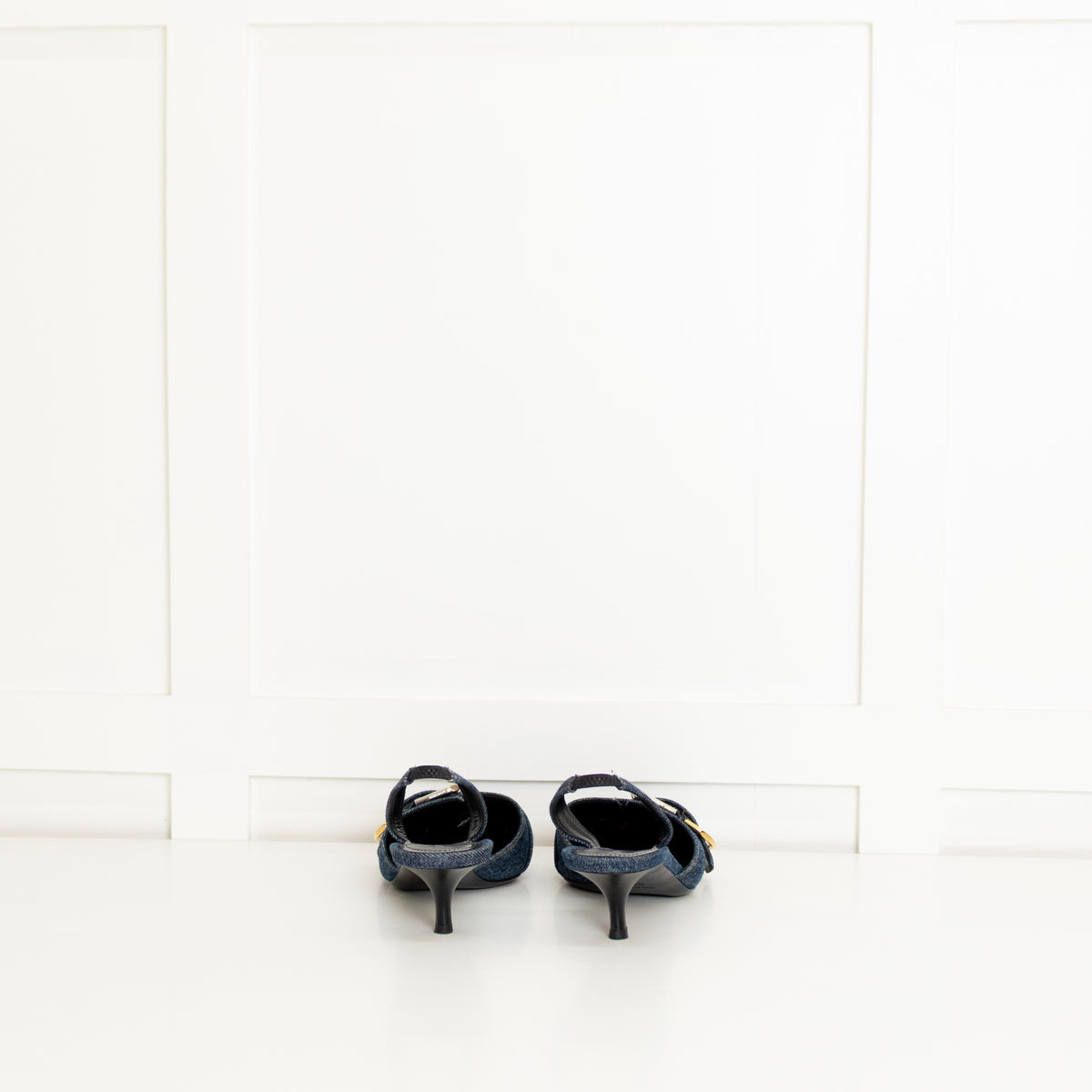 Givenchy Blue Denim Voyou Kitten Heel Slingback