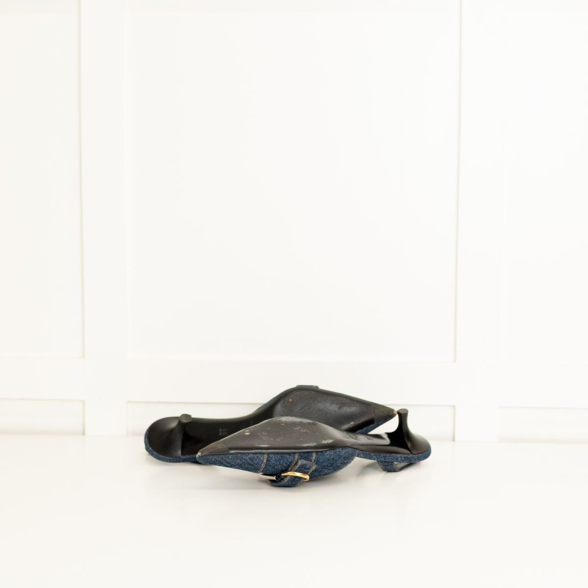 Givenchy Blue Denim Voyou Kitten Heel Slingback