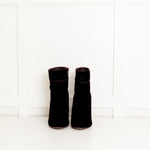 Christian Louboutin Dark Purple Velvet Block Heel Ankle Boots