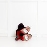 Christian Louboutin Dark Purple Velvet Block Heel Ankle Boots