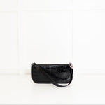 By Far Black Croc Embossed Rachel Shoulder Bag