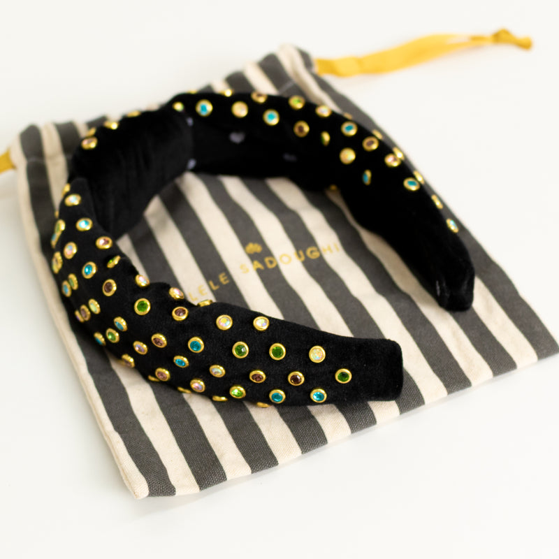 lele Sadoughi Black Velvet Jewelled Headband