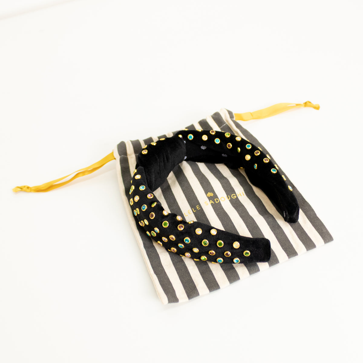 lele Sadoughi Black Velvet Jewelled Headband