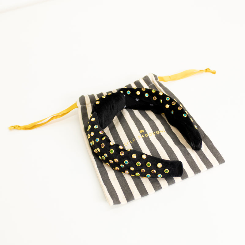 lele Sadoughi Black Velvet Jewelled Headband