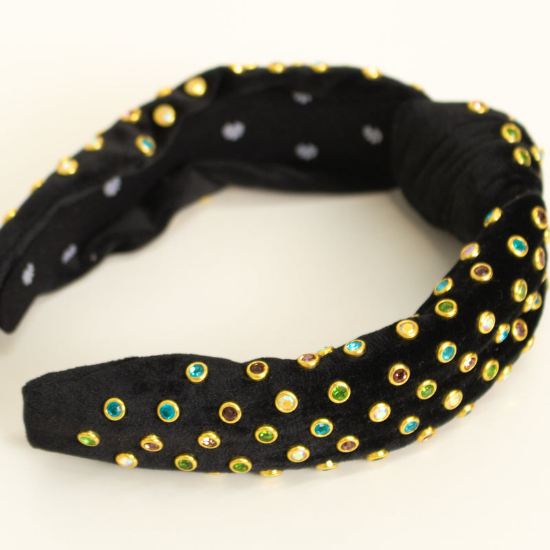lele Sadoughi Black Velvet Jewelled Headband