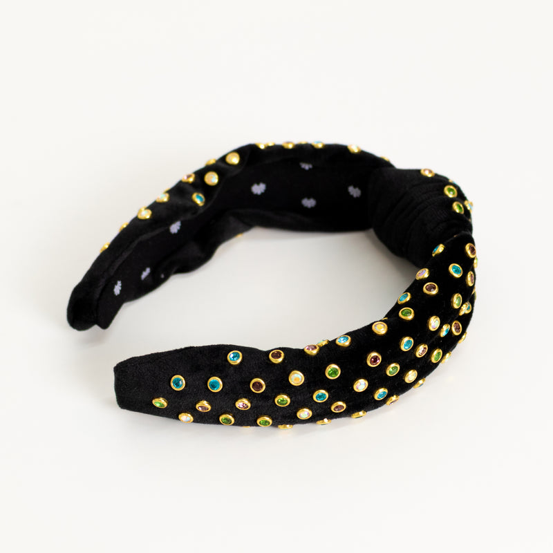 lele Sadoughi Black Velvet Jewelled Headband