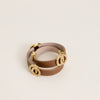 Bvlgari Brown Leather Interlocking Rings Double Coiled Bracelet