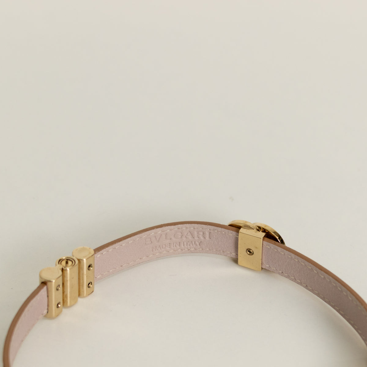 Bvlgari Brown Leather Interlocking Rings Double Coiled Bracelet