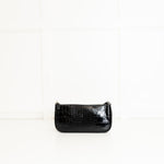 By Far Black Croc Embossed Rachel Shoulder Bag