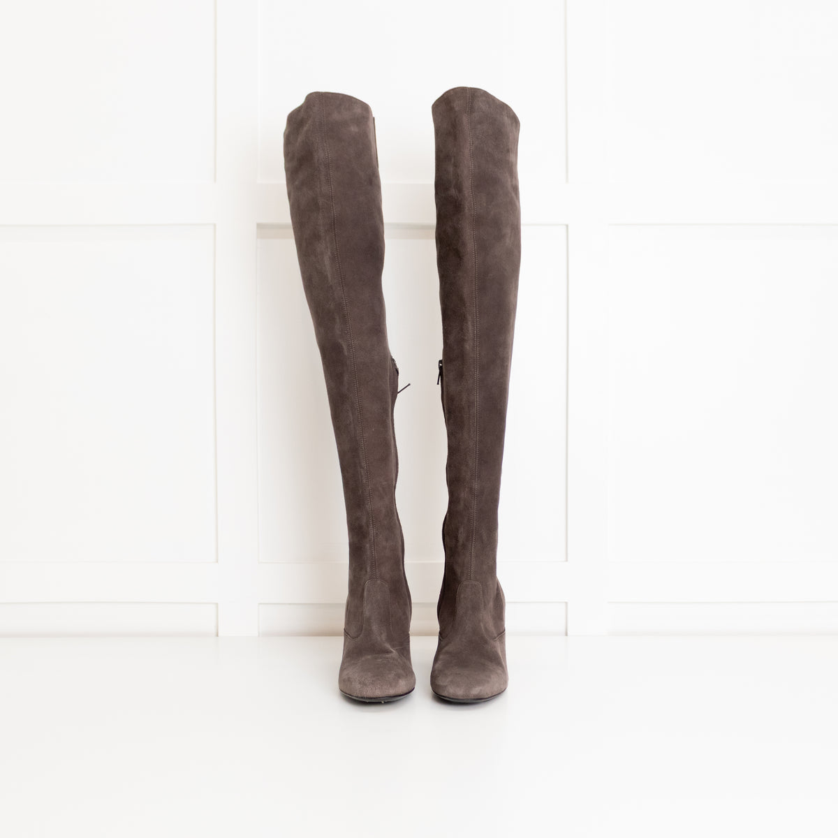 Saint Laurent Grey Suede Over The Knee Boots