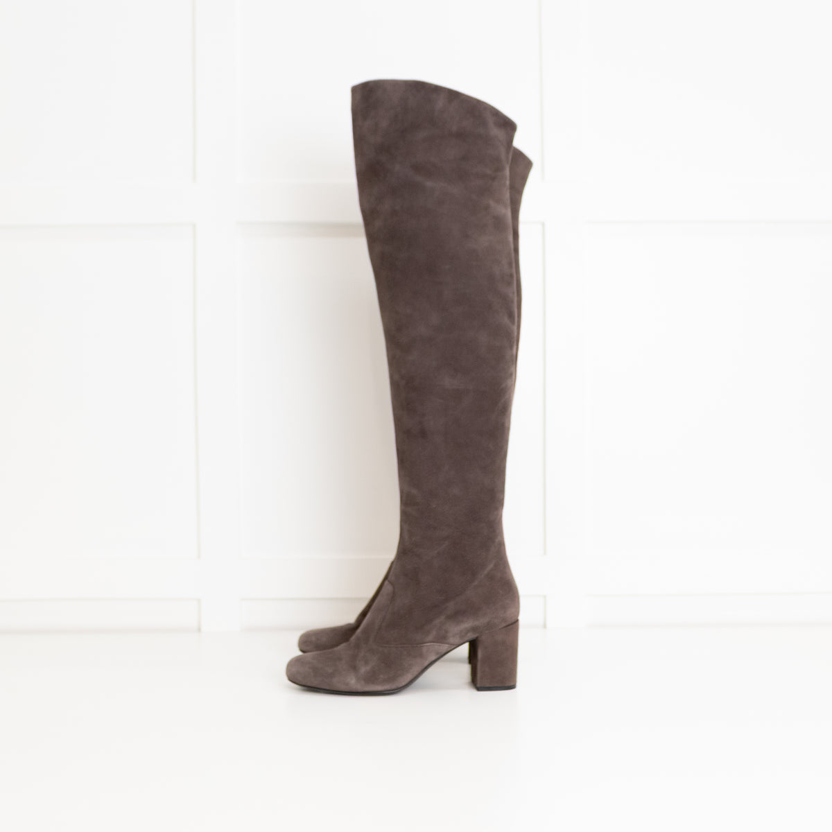 Saint Laurent Grey Suede Over The Knee Boots