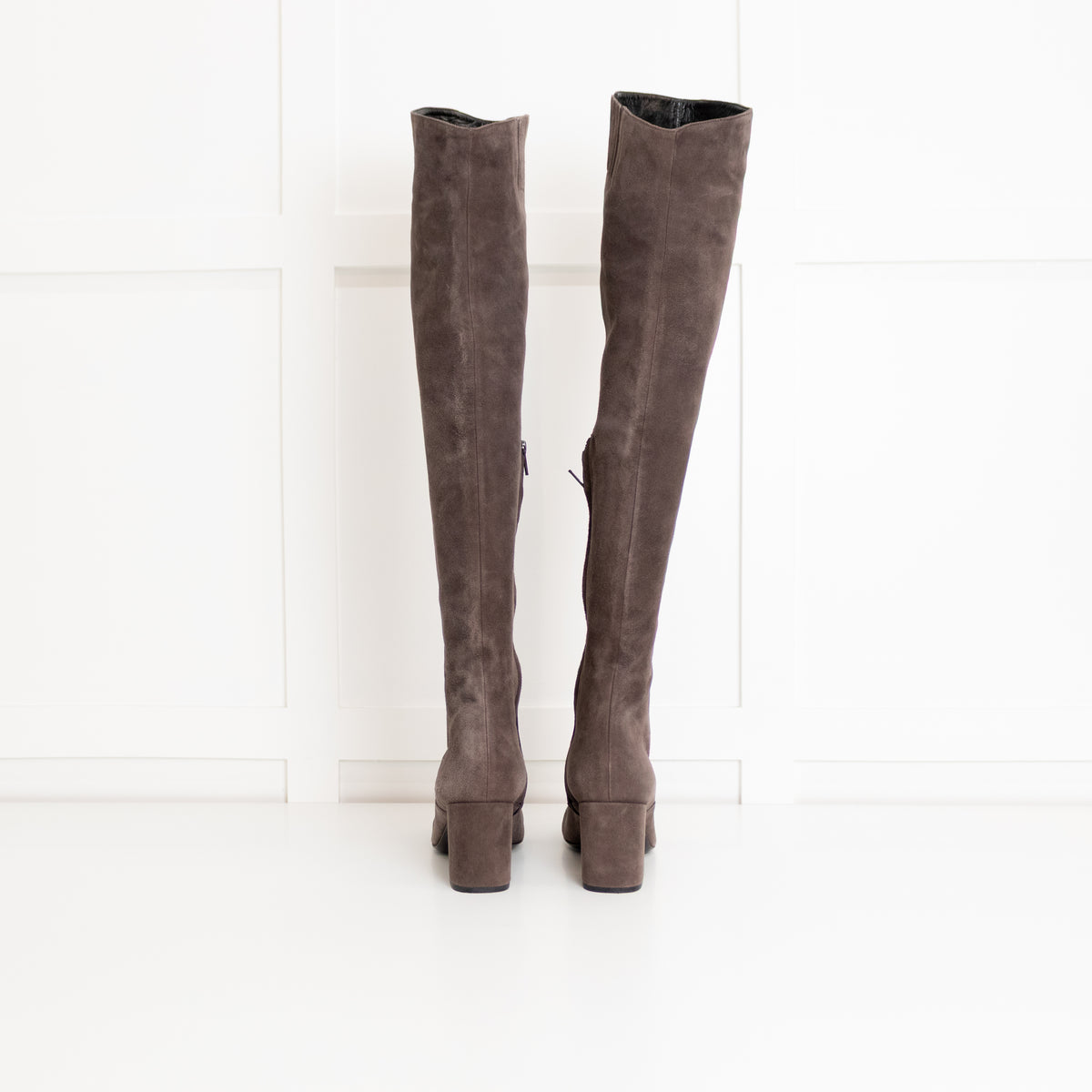 Saint Laurent Grey Suede Over The Knee Boots