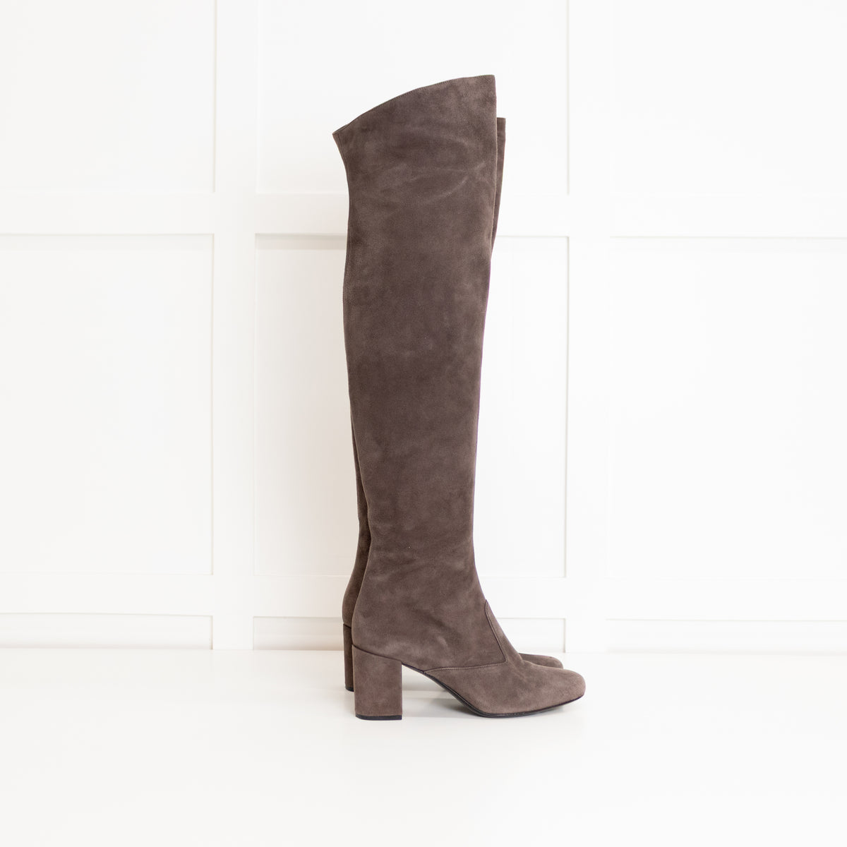Saint Laurent Grey Suede Over The Knee Boots