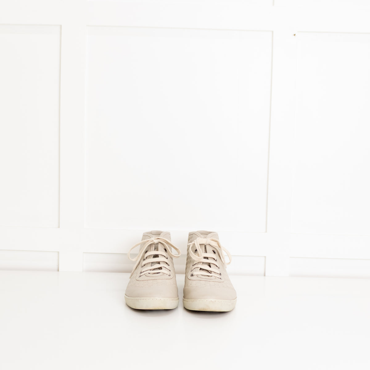 Gucci Beige Monogram Canvas High-Top Trainers