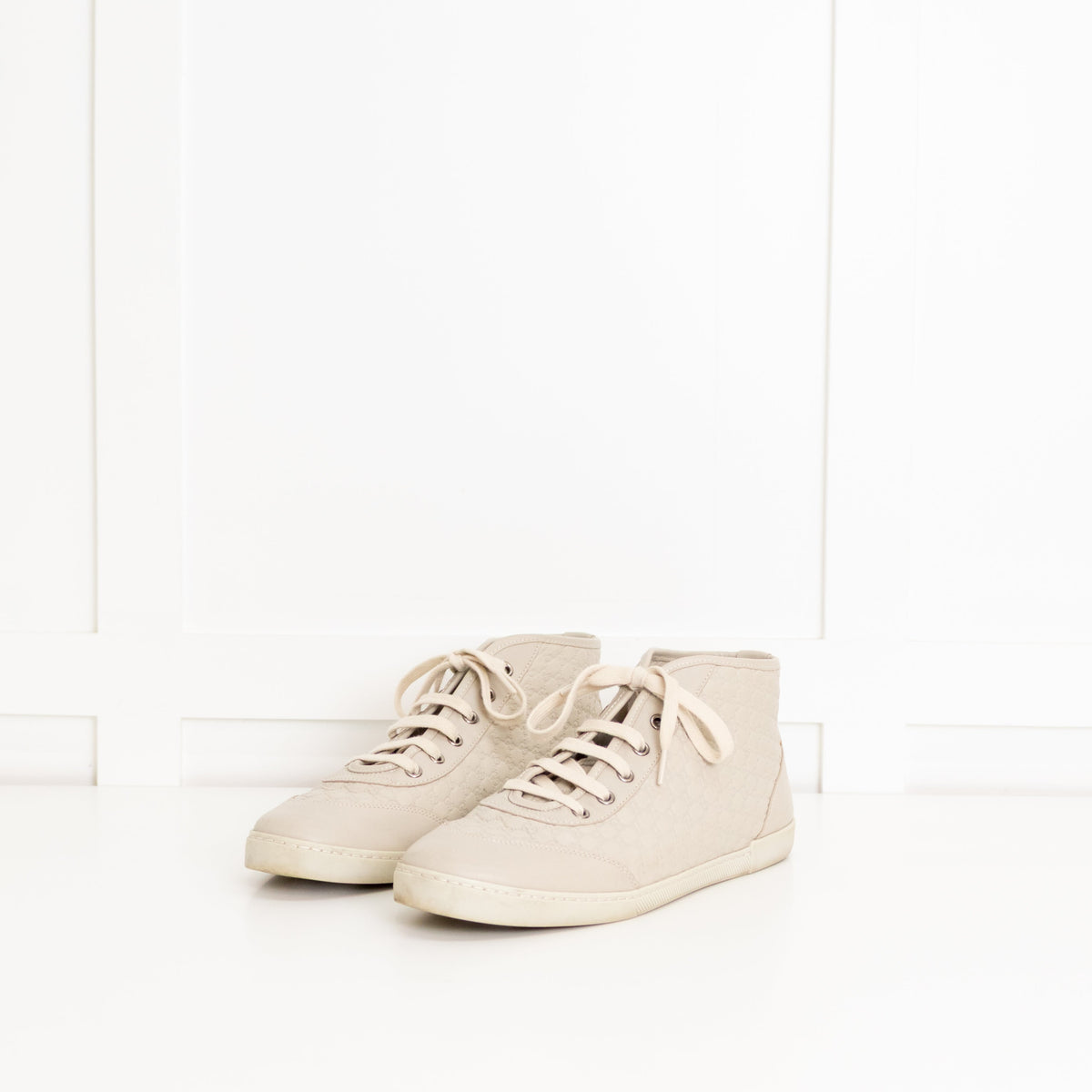 Gucci Beige Monogram Canvas High-Top Trainers