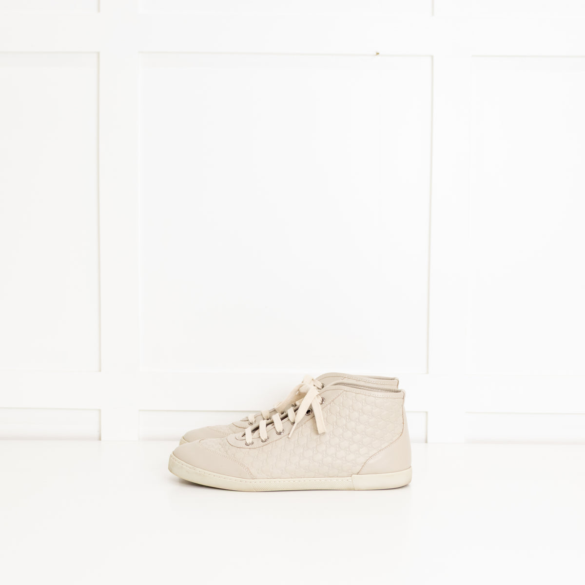 Gucci Beige Monogram Canvas High-Top Trainers