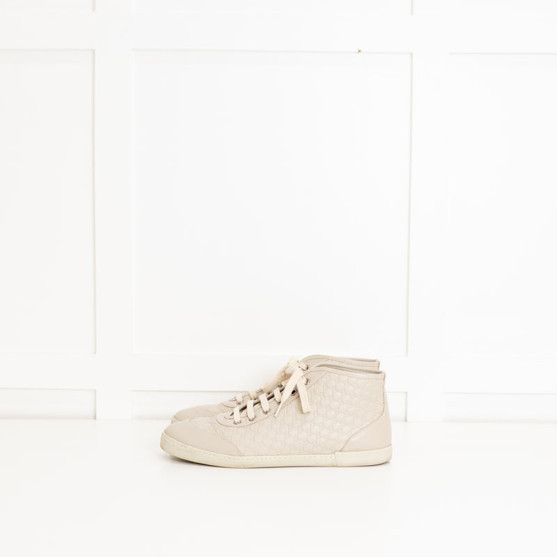 Gucci Beige Monogram Canvas High-Top Trainers