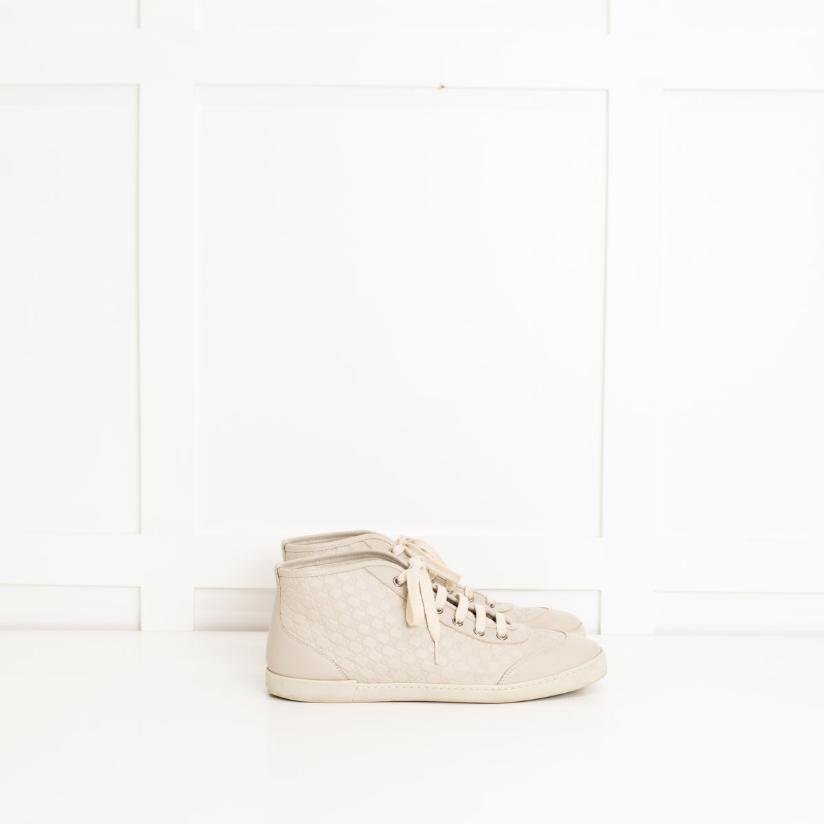 Gucci Beige Monogram Canvas High-Top Trainers