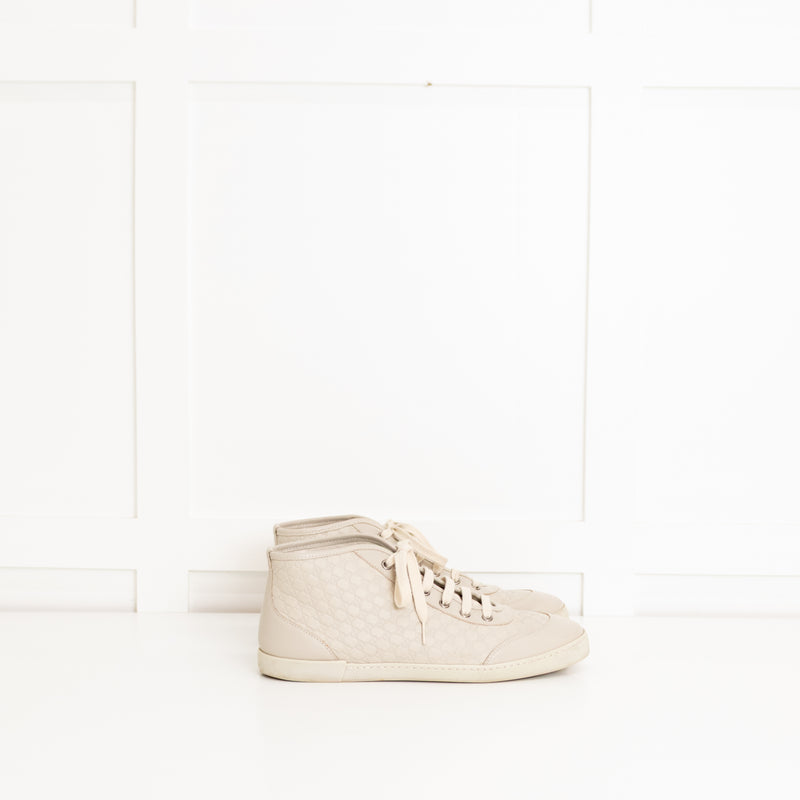 Gucci Beige Monogram Canvas High-Top Trainers