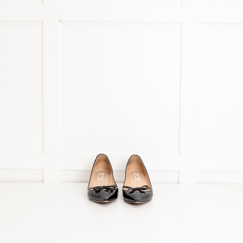 Valentino Black Patent Pointy Kitten Heel Shoes