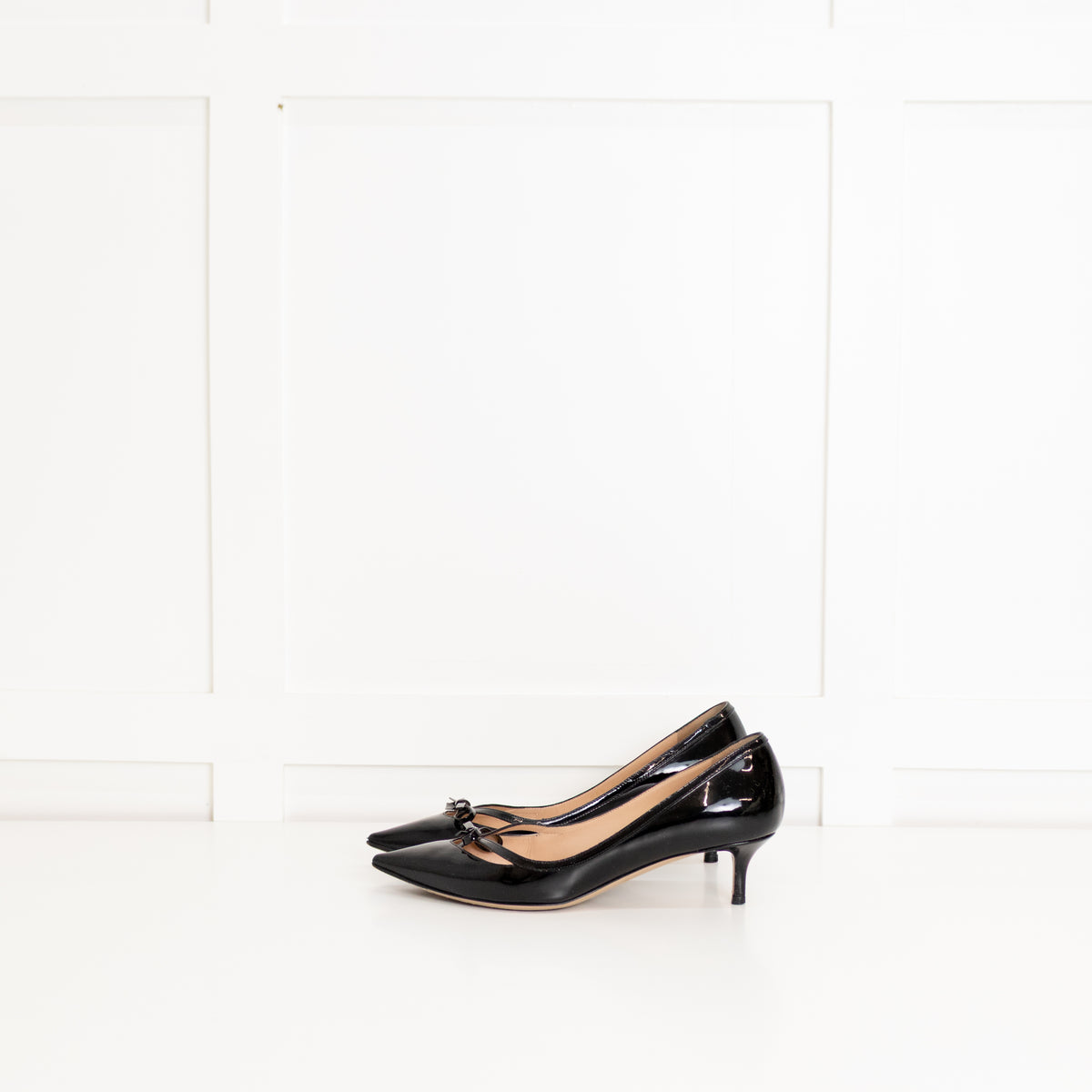 Valentino Black Patent Pointy Kitten Heel Shoes