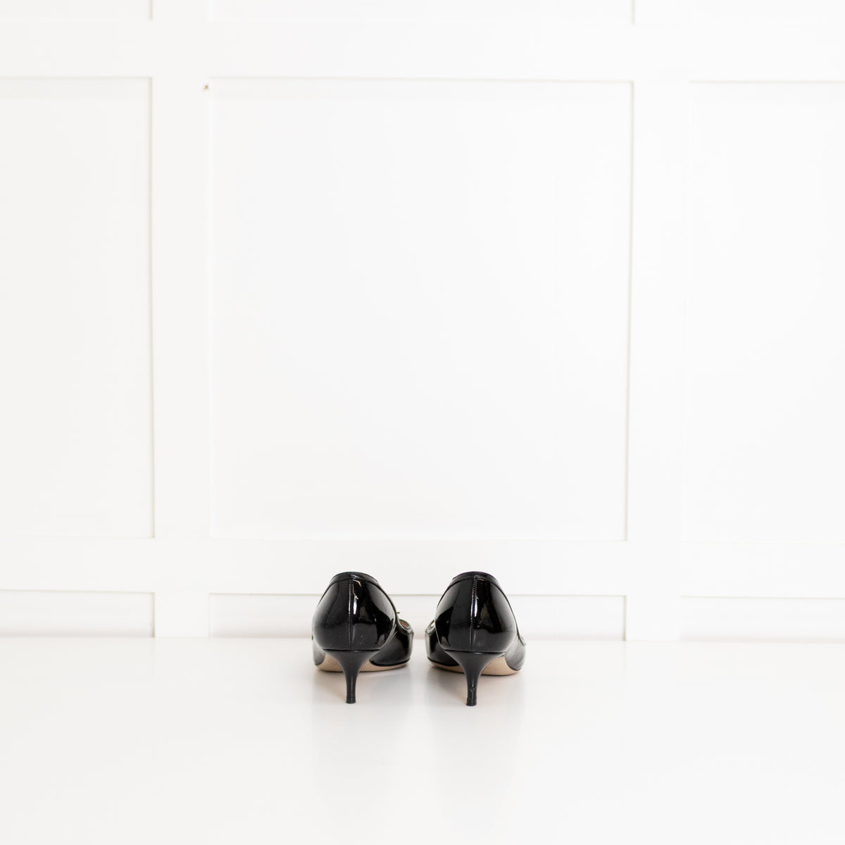 Valentino Black Patent Pointy Kitten Heel Shoes