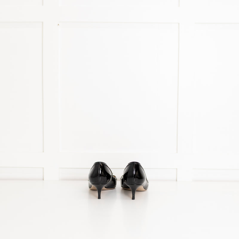 Valentino Black Patent Pointy Kitten Heel Shoes