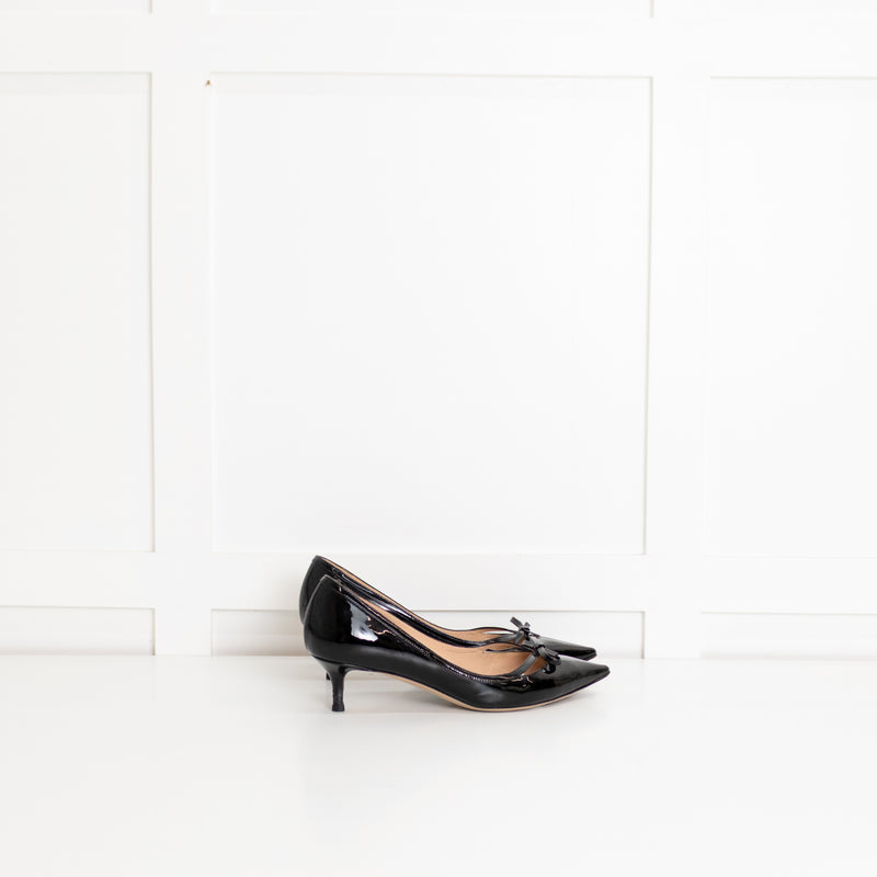 Valentino Black Patent Pointy Kitten Heel Shoes