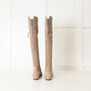 Stuart Weitzman Neutral Side Gold Zip Suede Knee Length Boots