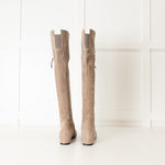 Stuart Weitzman Neutral Side Gold Zip Suede Knee Length Boots