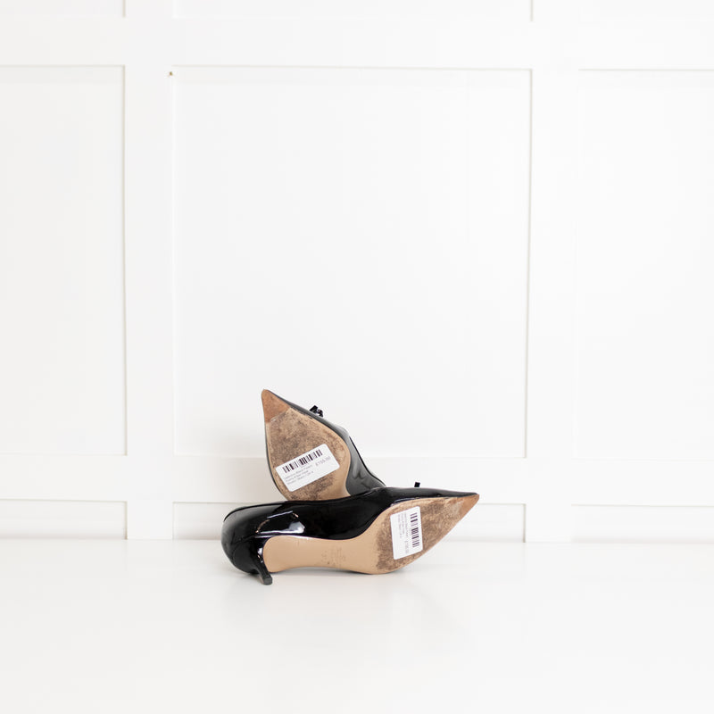 Valentino Black Patent Pointy Kitten Heel Shoes