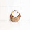 Gucci Tan Canvas Monogram Bamboo Half Moon Hobo Bag