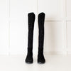 Stuart Weitzman Black Silver Stud Knee Length Suede Boots