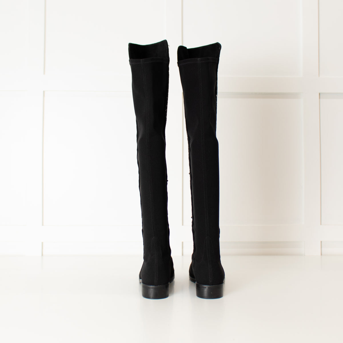 Stuart Weitzman Black Silver Stud Knee Length Suede Boots