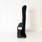Stuart Weitzman Black Silver Stud Knee Length Suede Boots