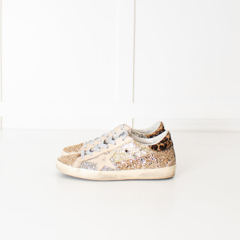 Golden Goose Silver Gold Glitter Trainers