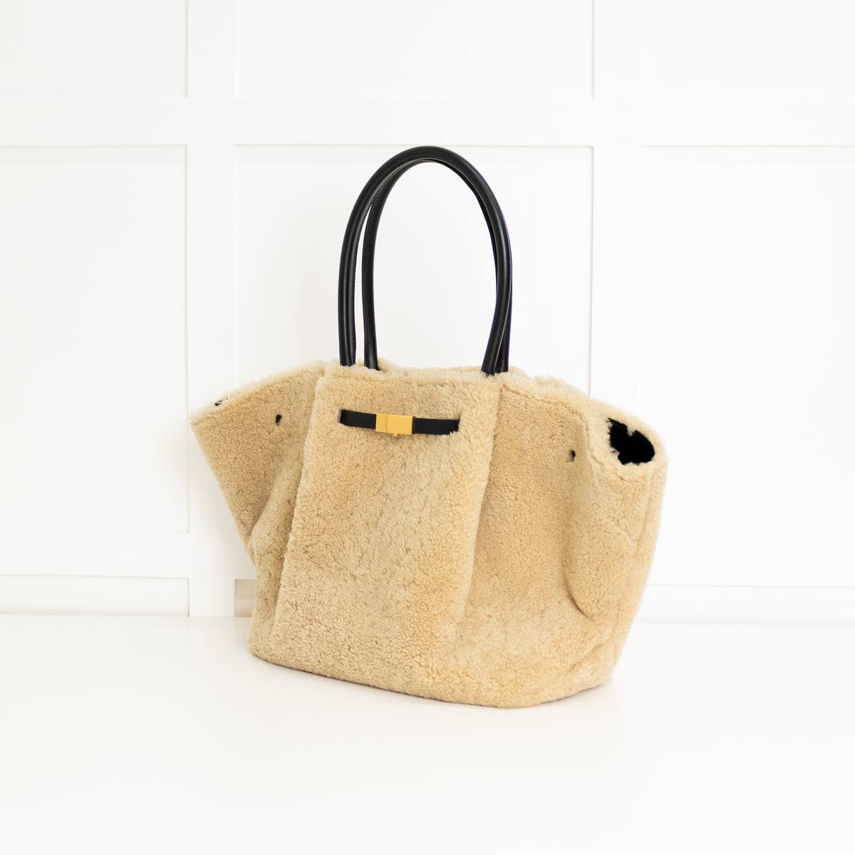Demellier New York Shearling Beige/Black Tote
