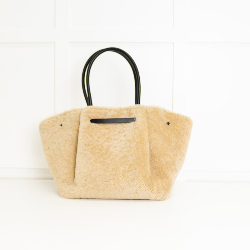 Demellier New York Shearling Beige/Black Tote
