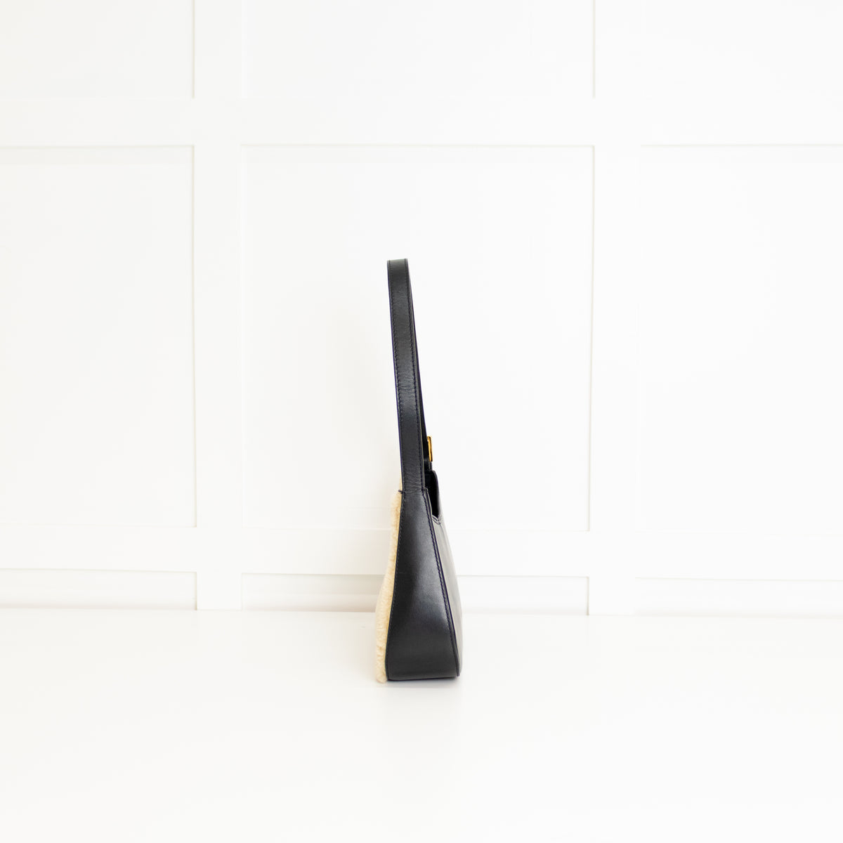 DeMellier Tokyo Shearling Beige and Black Shoulder Bag