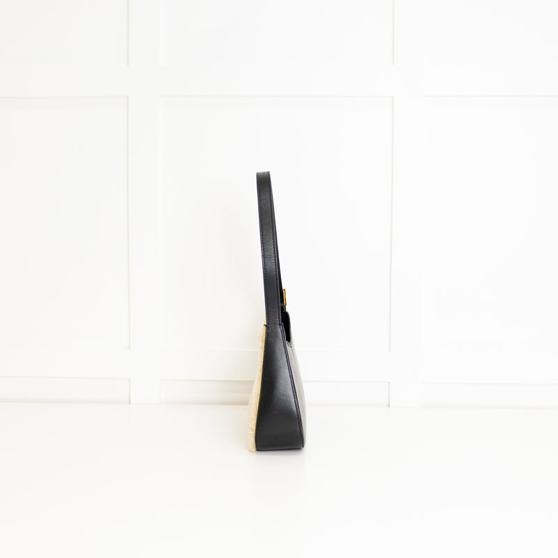 DeMellier Tokyo Shearling Beige/Black Shoulder Bag