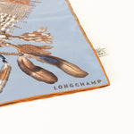 Longchamp Blue Brown Tribal Print Scarf
