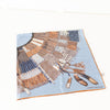 Longchamp Blue Brown Tribal Print Scarf