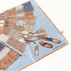 Longchamp Blue Brown Tribal Print Scarf