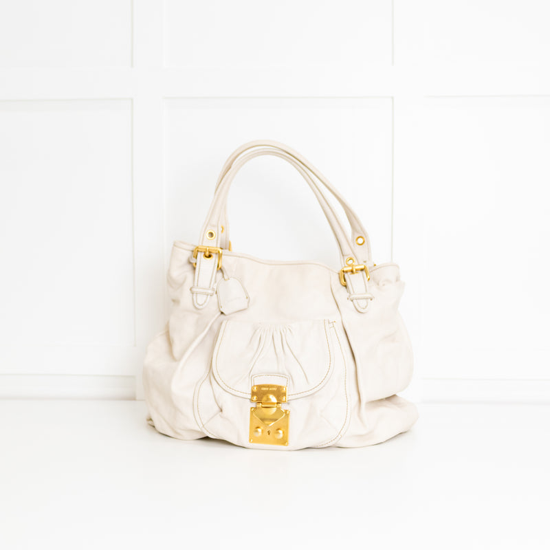 Miu Miu Large Cream Tote Bag