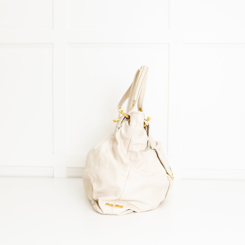 Miu Miu Large Cream Tote Bag