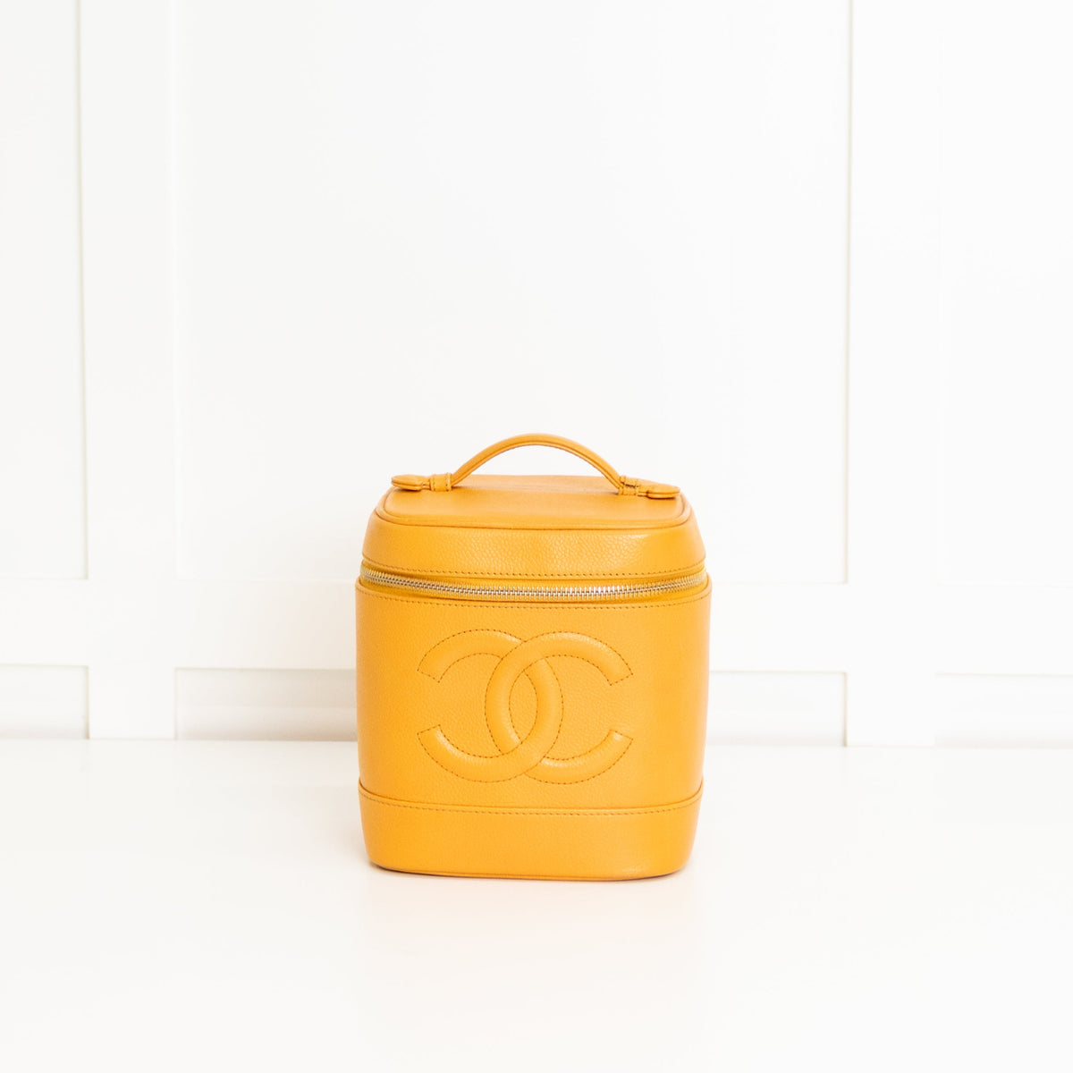 Chanel Yellow Caviar Leather Vintage Vanity Case