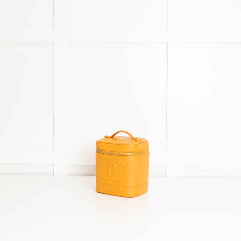 Chanel Yellow Caviar Leather Vintage Vanity Case