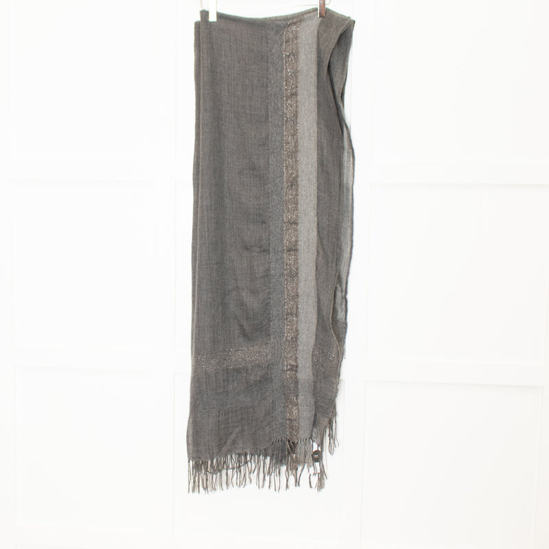 Brunello Cucinelli Grey 100% Cashmere Shawl